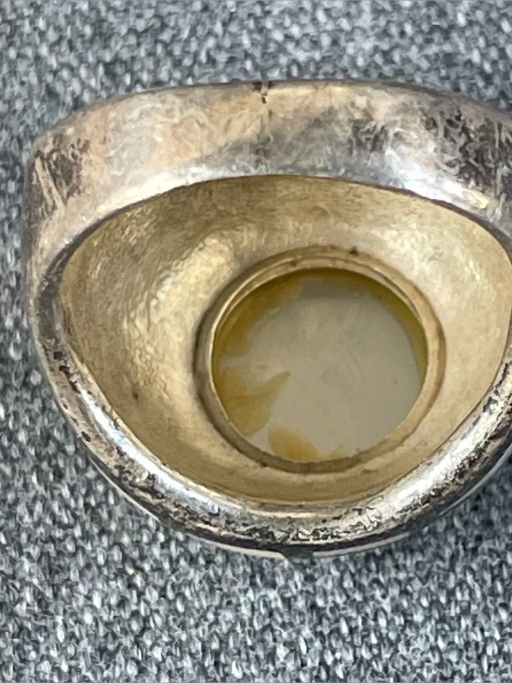 Vintage Pastel Mother of Pearl Inlay Pebble Dome Ring 925 Sterling Silver Sz 6.5